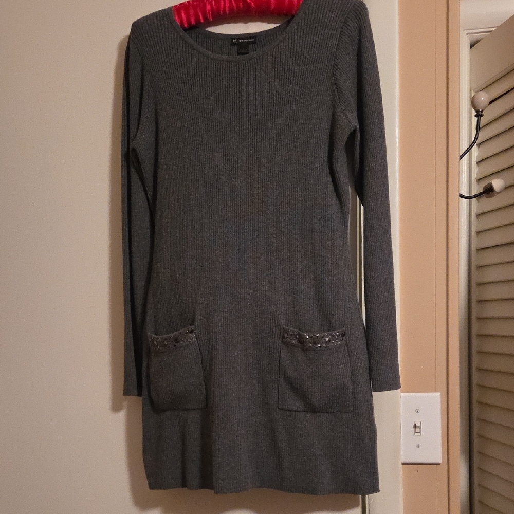 New Directions Charcoal Long Sleeve Tunic/Dress, Size L